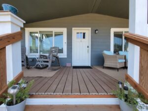 A Front Porch Area With Panel Flooring
